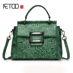 AETOO женская сумка ретро кожаная Baotou ламинированные цветок цвет тенденции моды диагональ сумки