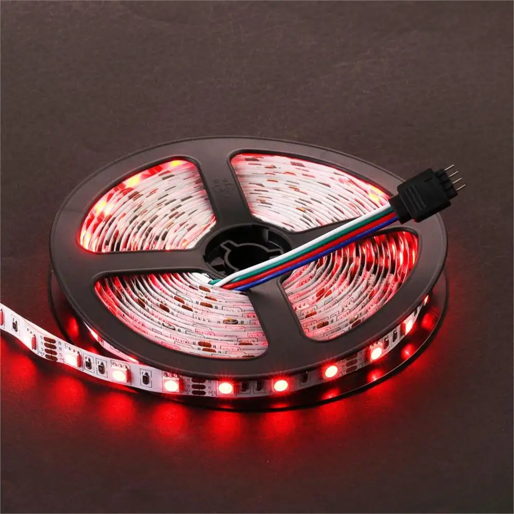 5M 5050 LED Strip Light 60LED/Meter Input 12V Safe Tape DIY warm White Red Blue Green RGB yellow Flexible Led Line 3M Sticker