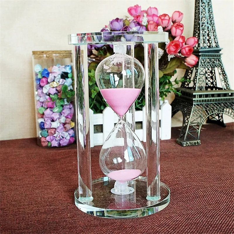 

3/5/10/15 Minutes Round Base Crystal Timer Hourglass Home Decoration sand clock timer Xmas Gift