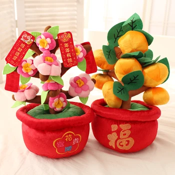 

Candice guo Plush toy creative lucky orange tree Peach flower in richs fortune home decoration girls stuffed funny gift 1pc