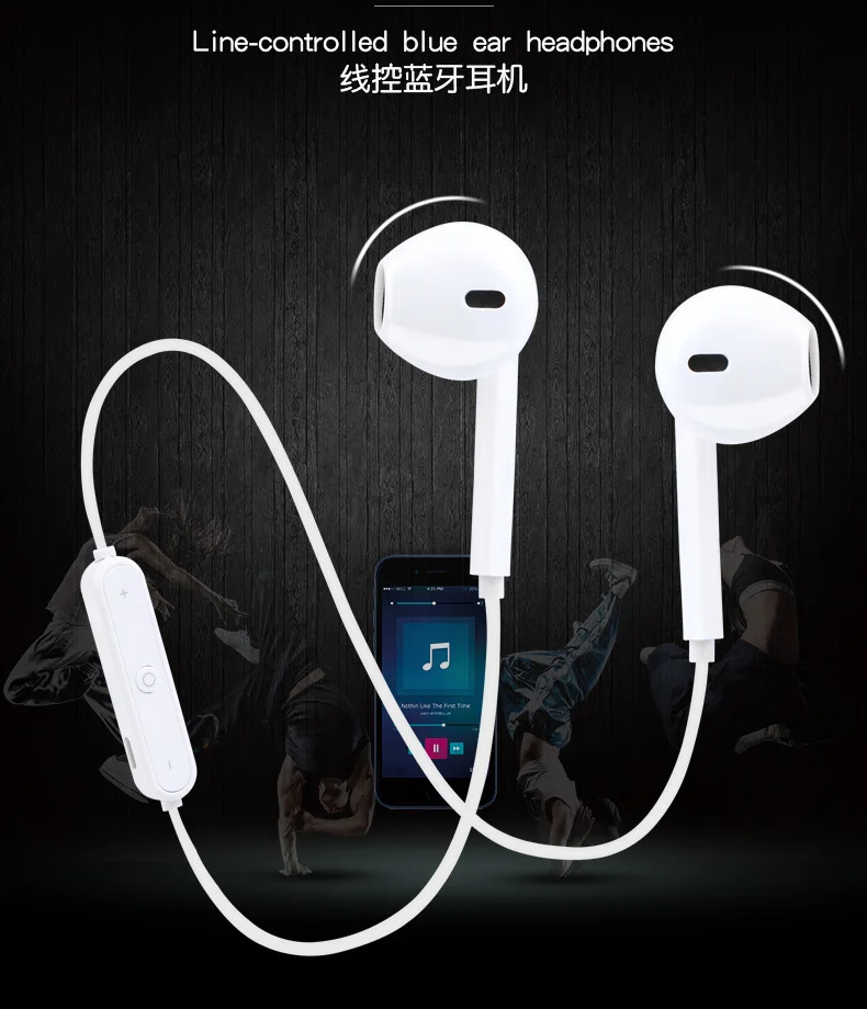 

S6 Sport Wireless Headphone Neckband Line-controlled Bluetooth Earphone with Microphone call volume control Headphone For phone