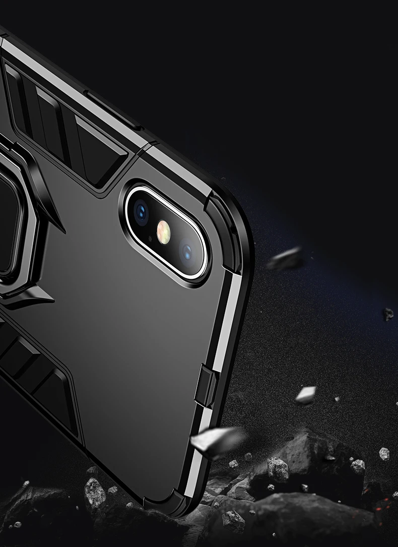 Luxury Armor Shockproof  Kickstand Phone Case For iPhone XS MAX XR XS X 8 7 6S Plus 5S SE Ring Stand Holder Bracket  Cover Funda (10)