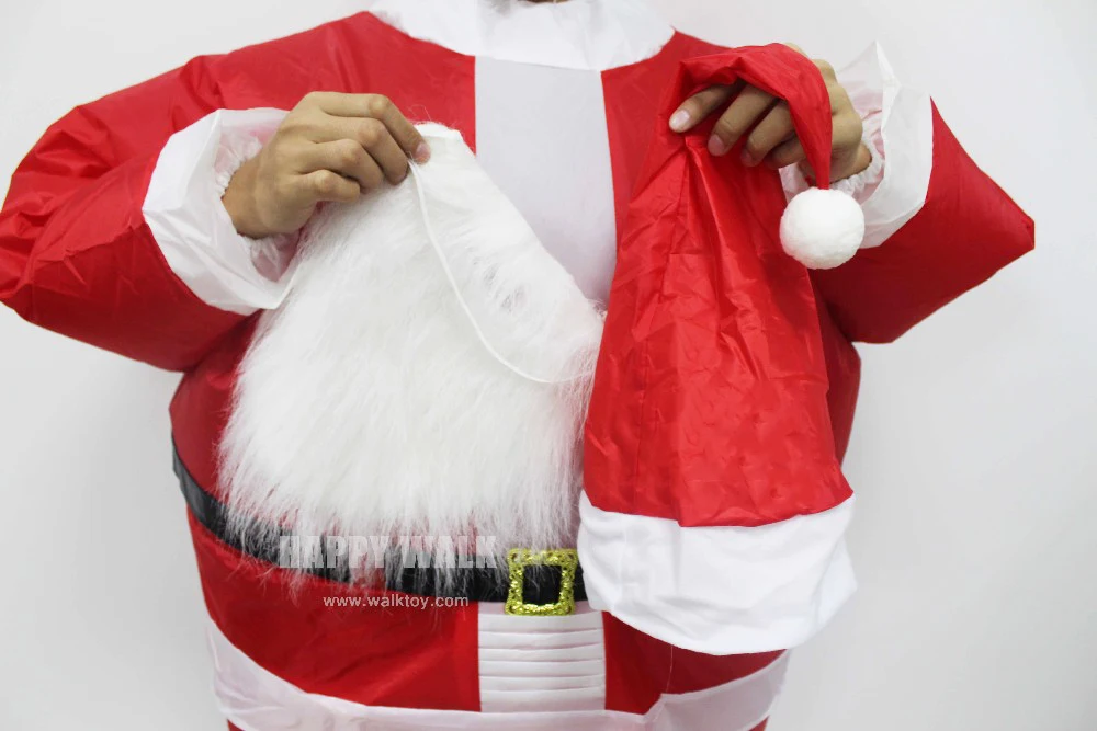 Рождественский надувной костюм Санта Клауса, шапка, одежда и аксессуары, костюмы с накладной бородой, 3 посылка
