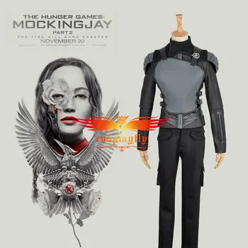 

Film The Hunger Games: Part 2 Katniss Everdeen Black Version Cosplay Costume Custom Adult Women Faux Leather Jumpsuits Cloth