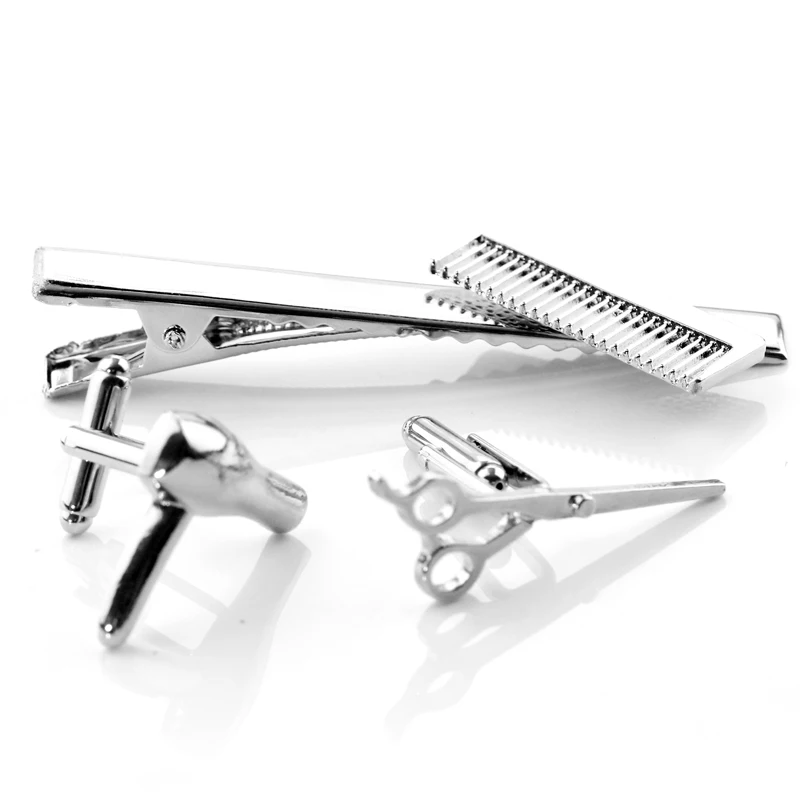 

The Barber Jewelry Hair Dryer Scissors Comb Alloy Cufflinks Stickpin Tie Clip Clips High Quality Jewelry Gift For Man And Woman