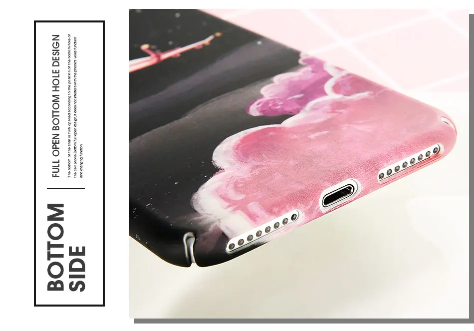 DOEES Hard Phone Case For iPhone 5 5S SE 6 6S 7 7 Plus X Cover Case Cute Plane Moon Pattern Girl Matte For iPhone7 Plus X Case (3)