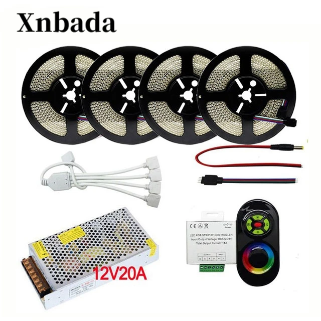 buy 5 20M 2835 234 LEDs m DC12V RGB LED Strip Light Flexible LED Light RGB Neon Light Strip+ 5Keys RGB Led Controller + Power Supply