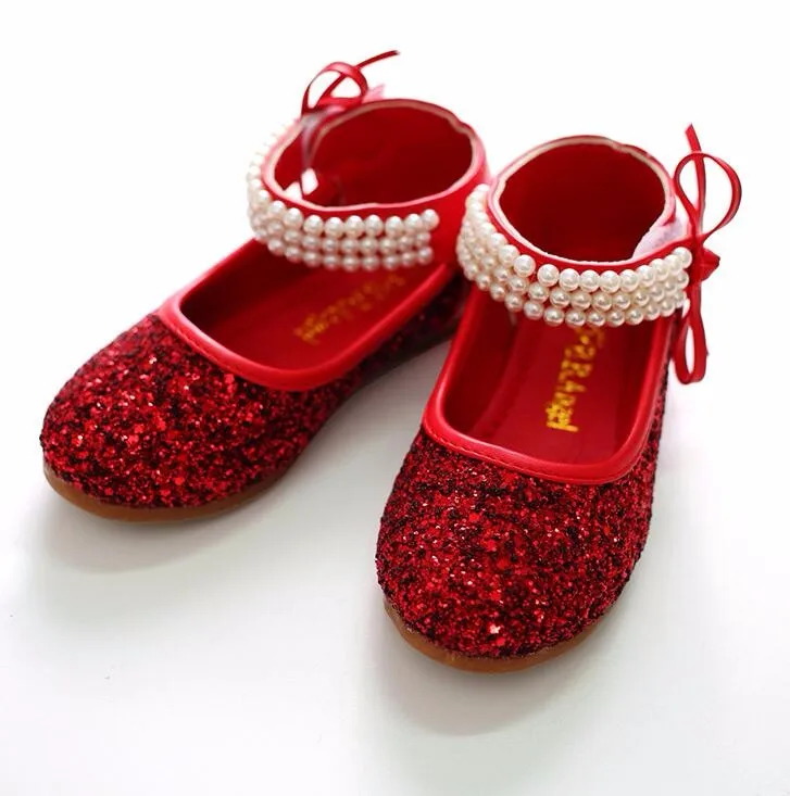 Детская Принцесса Блеск Сандалии для девочек Дети Обувь для девочек свадебные туфли квадратный каблук Туфли под платье обувь для вечеринок, красного цвета/серебристый/Размеры 24~ 37