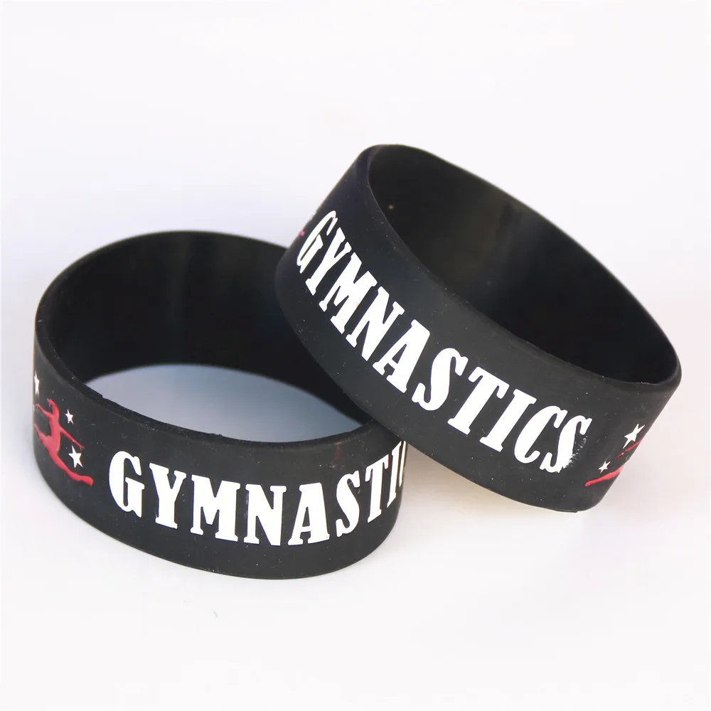 25PCS Silicone Dancer Wide Gymnastics Sport Silicone Wristbands  Black Silicone Bracelet Fitness Bangles Gift Wholesale SH096