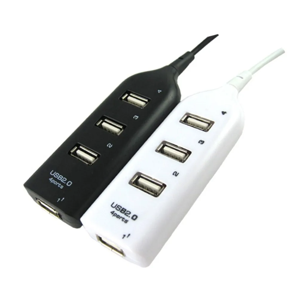 2019 USB 2.0 High Speed 4 Ports Splitter Usb Hub Adapter For PC Laptop Computer Black Receiver Computer Peripherals Accessories
