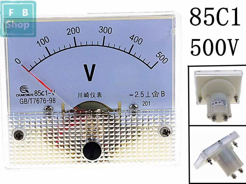 1PCS 85C1 500V Analogue DC Voltage Needle Panel Meter Voltmeterin Voltage Meters from Tools on