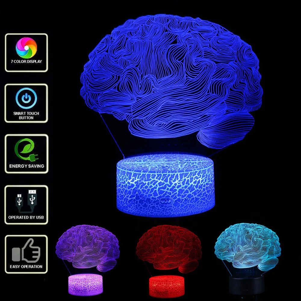 

Create Brain model LED Night light 3D lamp night lamp for children table With 7 Color Changing led Night light usb bedside lamp