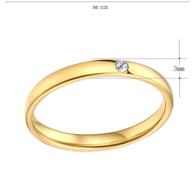 Stainless Steel Ring Finger Ring Wedding Ring For Women Men Simple One Zircon Engagement Fashion Jewelry For Party Wedding