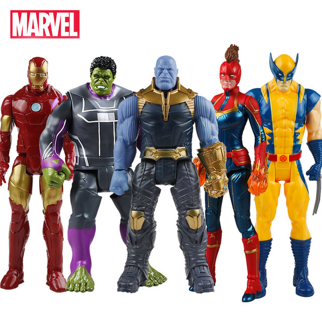 30cm Marvel Avengers Toys Thanos Hulk Buster Spiderman Iron Man Captain America Thor Wolverine Black Panther Action Figure Dolls