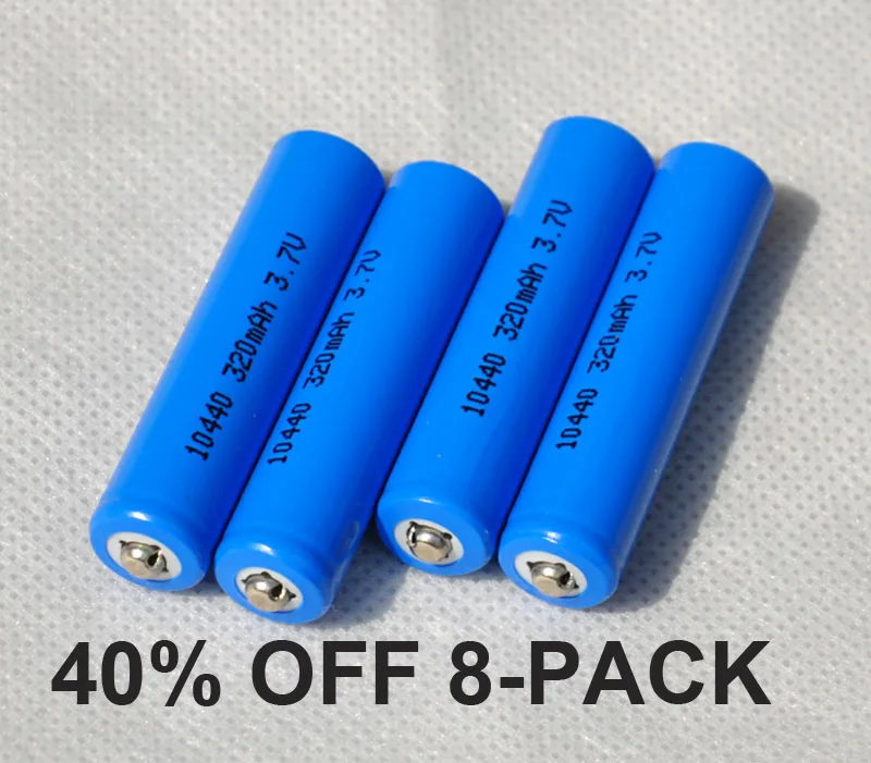 40OFF 8pcs UNITEK 3.7v 10440 li ion battery 320mah 3A AAA rechargeable