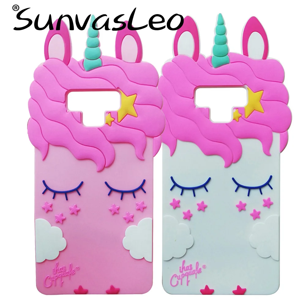 

For Samsung Galaxy Note 9 3D Pretty Unicorn Cartoon Soft Silicone Case Smart Cell Phone Back Cover Skin Shell Shockproof Cases
