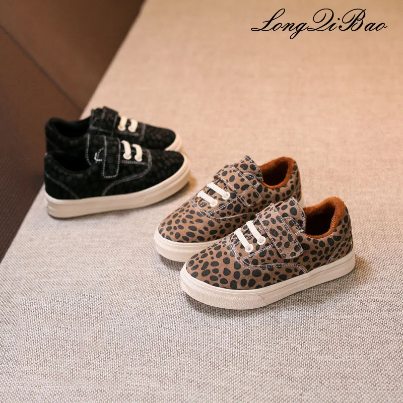 

2018 autumn and winter two cotton leopard children's sports shoes black boys and girls casual shoes cotton shoes