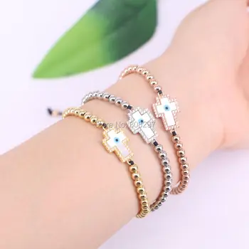 

Trendy 10PCS Micro Pave CZ Shell Cross Connector Beads Macrame Braided Charm Bracelets Jewelry