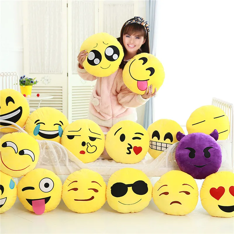 

28cm Emoji Pillow QQ Smiley Emotion Cushion For Sofa Car Seat Cushions Stuffed Plush Toy Home Decor