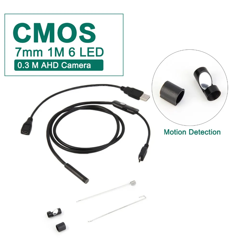 Kopen 6LED USB Waterdichte IP67 Endoscoop Borescope Tube Snake HD Mini Camera 1 m 7mm Lens Endoscopio Voor Android telefoon PC Dropshipping