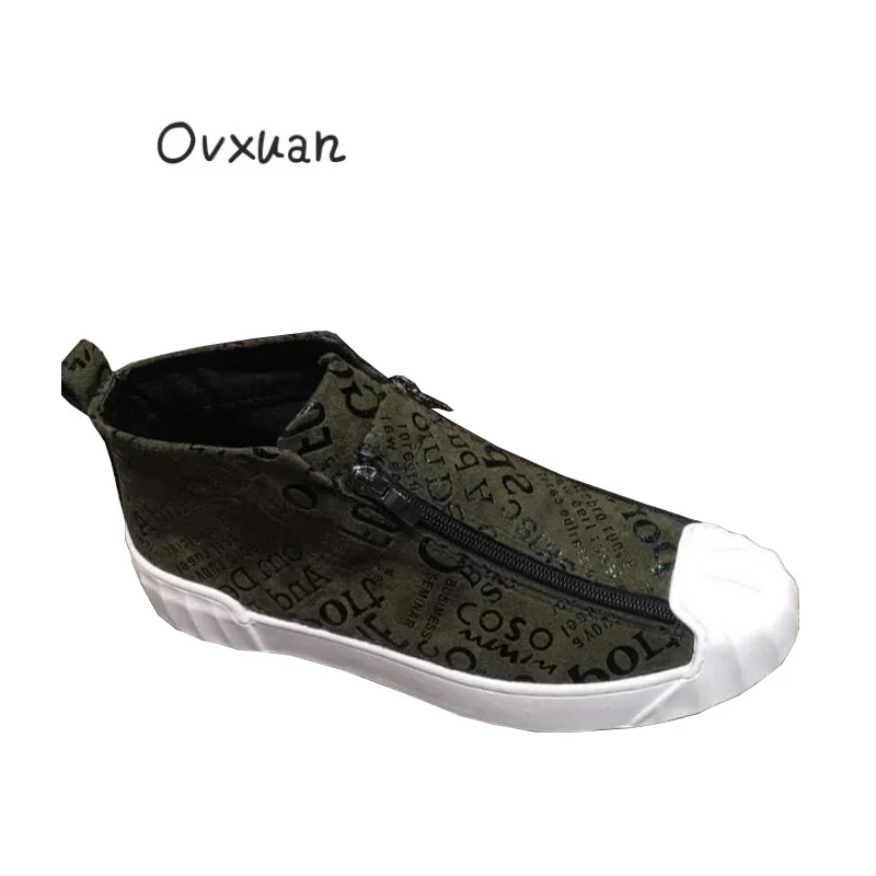 OVXUAN/ г.; летние зеленые Дизайнерские кроссовки для подиума; мужские высокие кроссовки; Роскошная брендовая Повседневная обувь; кроссовки в стиле хип-хоп - Цвет: Green