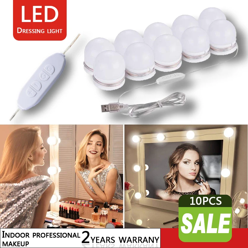 

Dressing Table Lamps Hollywood Mirror Lights 10 LED Lamps 3 Light Modes and 10 Dimmable Lights for Makeup Mirror/Dressing Table