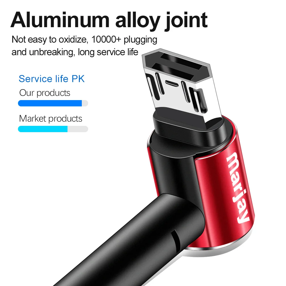Кабель Micro USB Marjay кабель быстрой зарядки а 90 Dgree Microusb для Samsung Xiaomi Redmi 4 Note 5 Huawei Android