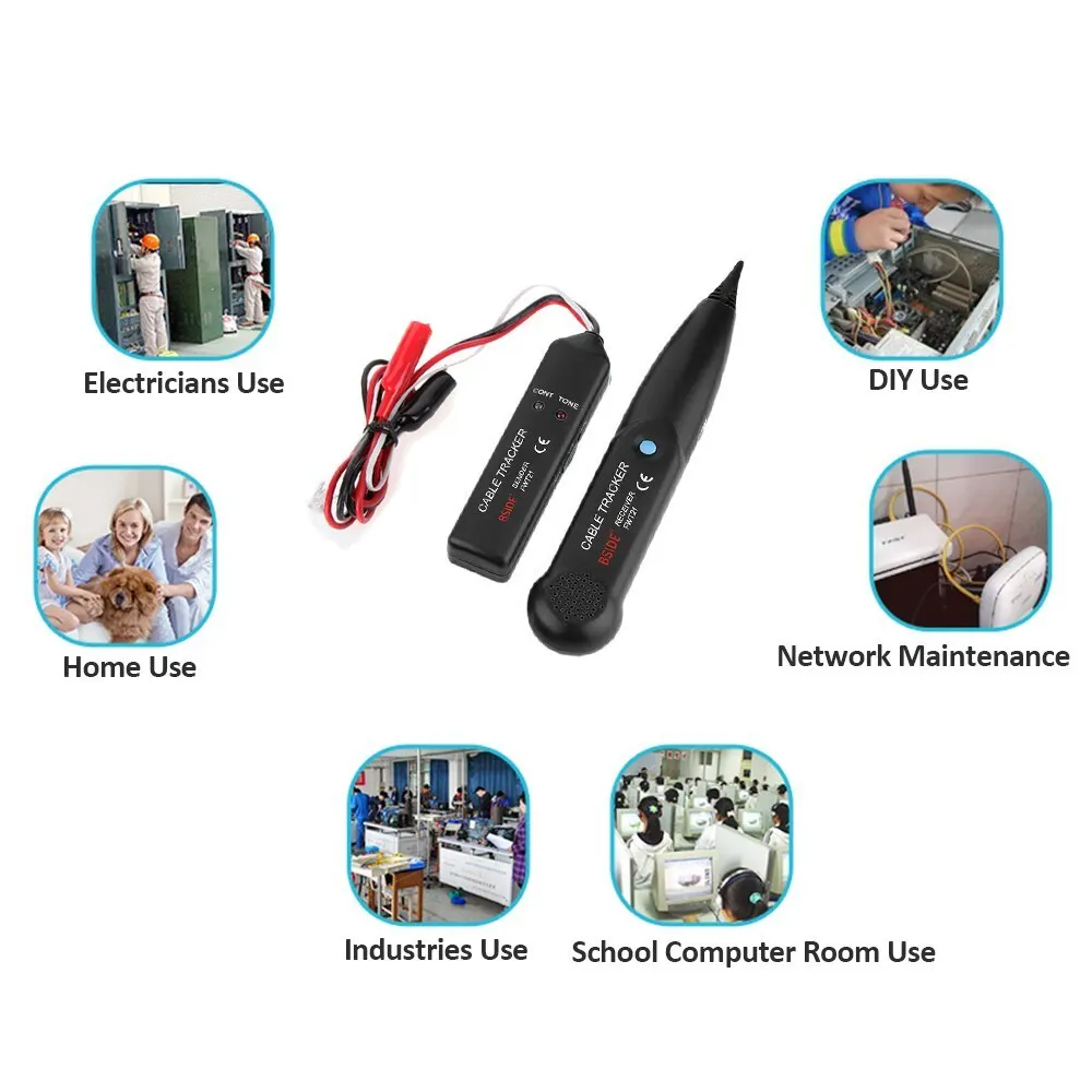 

BSIDE Telephone Line Detector Cable Finder Network Cable Tester RJ11 Tester Wire Tracker Tone Generator Diagnose Break Point