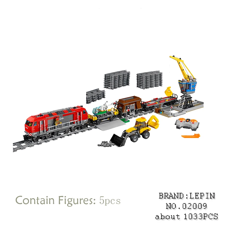 Lepin 02009 1033pcs City Engineering Remote Control RC Train car styling Set Educational Building Blocks Bricks