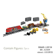 Lepin 02009 1033pcs City Engineering Remote Control RC Train car styling Set Educational Building Blocks Bricks