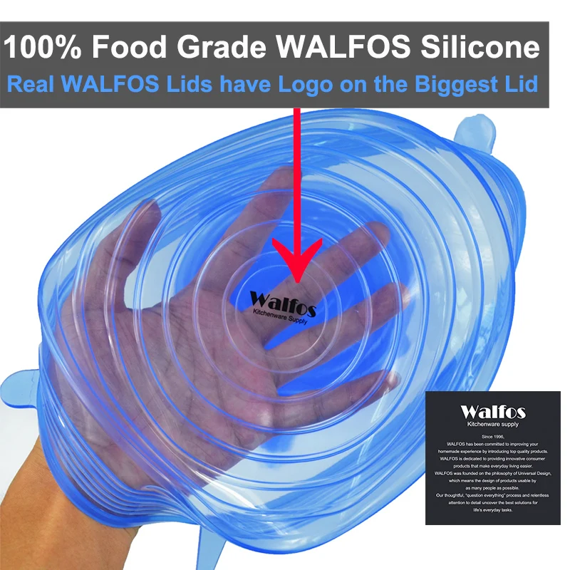 WALFOS силиконовые эластичные крышки, универсальная крышка, силиконовая пищевая упаковка, миска, крышка, силиконовая крышка, сковорода, кулинарные кухонные принадлежности