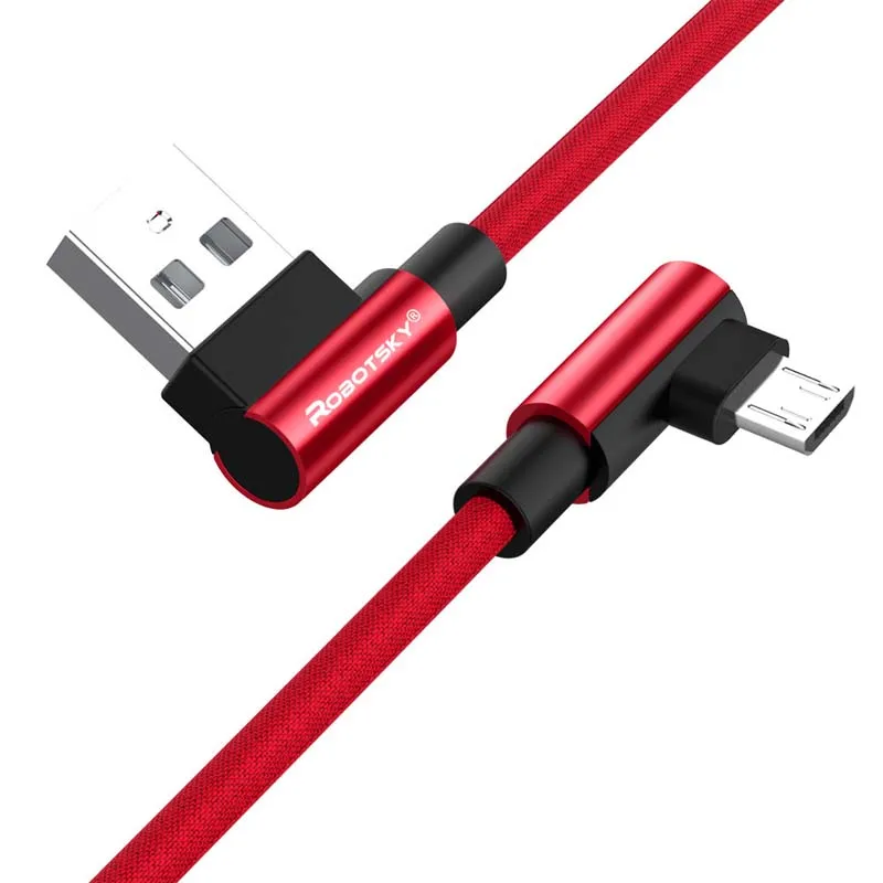 1 м 1,5 м Micro USB кабель 90 градусов L Тип шнур Microusb Android Быстрая зарядка данных адаптер для samsung Xiaomi телефон зарядное устройство кабель - Цвет: Red