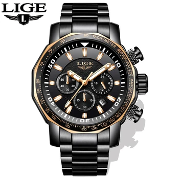 

Relogio Masculino LIGE New Mens Watches Top Brand Luxury Full Steel Sport Chronograph Quartz Clock Waterproof Big Dial Watch Men