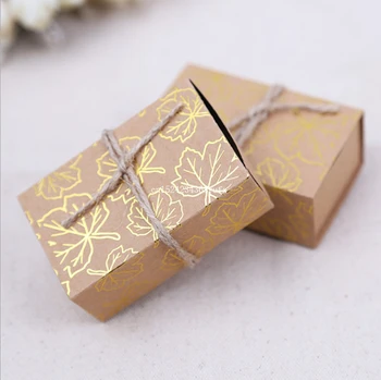 

1000pcs Maple Leaf Kraft Paper Candy Box Candy Box with Jute Ribbon Rustic Wedding Wrap Wedding Decoration