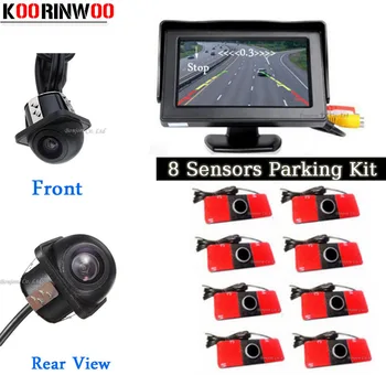 

Koorinwoo Visual Dual Core CPU Car Video Parking Sensor 8 Radars Parktronic Car rear view camera Front camera Car detector