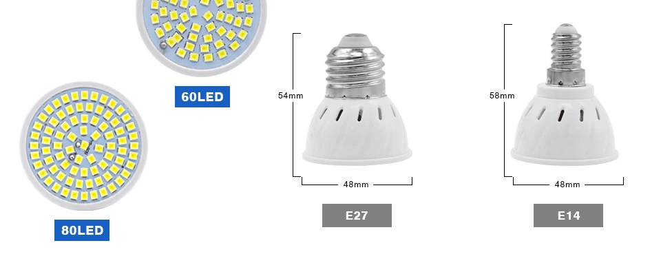 Лампада светодиодный светильник 48 Светодиодный s 60 Светодиодный s 80 светодиодный s AC 220 В SMD 2835 Светодиодный прожектор лампа GU10 MR16 E27 E14 для дома энергосберегающая лампа