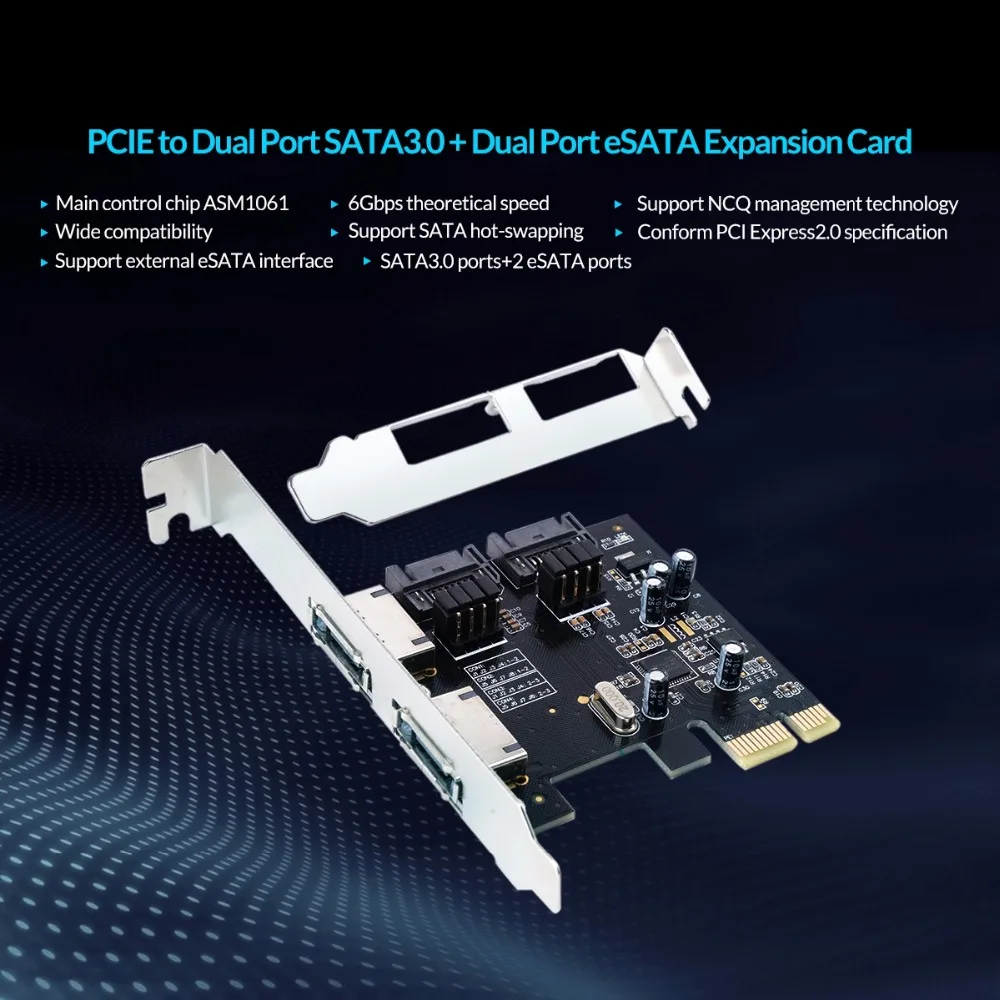  ORICO PCI-E zu SATA3.0 & eSATA Expansion Karte ASM1061 Chip PCI-E X1 zu SATA und ESATA Unterstützun