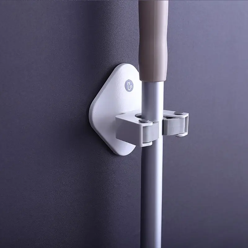 

Seamless Adhesive Wall Mounted Mop Holder Storage Broom Hanger Clip Hook Bathroom Home Kitchen Organizer
