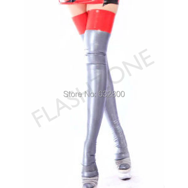 Free Shipping ~ Latex Stockings Double Color Legs Wearing In Stockings 