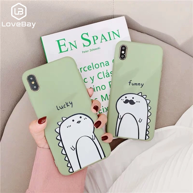 

Lovebay Cartoon Funny Dinosaur Case For iPhone X 7 7plus 8 8plus XR XS Max Soft TPU For iPhone 5 5S SE 6S 6Plus Cover Back Cases