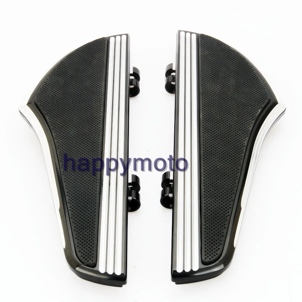 Black Deep Edge CNC Driver Floorboards For Harley Touring Softail