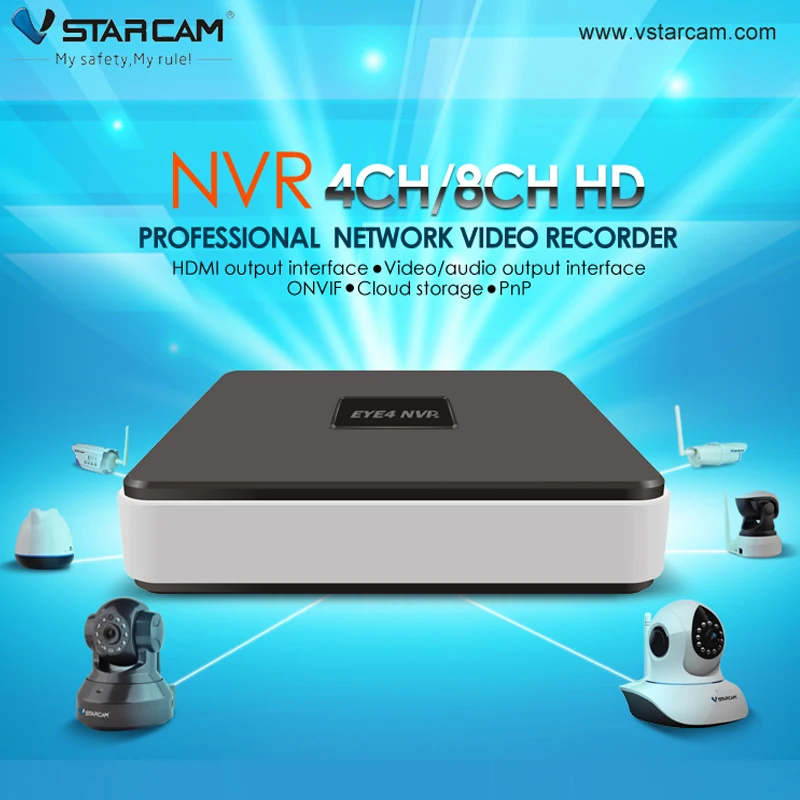 VStarcam NVR N800 Eye4 Onvif 8CH NVR HD ONVIF Network Video Recorder For VStarcam IP Camera HDMI Output Interface Cloud Storage