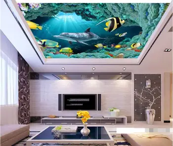 

3d room wallpaper custom mural non-woven 3 d underwater world dream dolphins ceiling murals photo 3d wall murals wallpaper