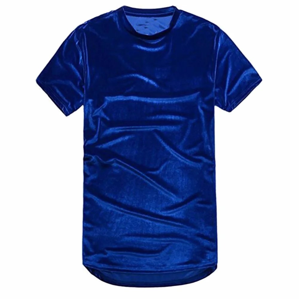

High quality 2018 fashion velvet new design tshirt men hip hop summer Arc hem Extended Casual short-sleeve o-neck Casual tshirt