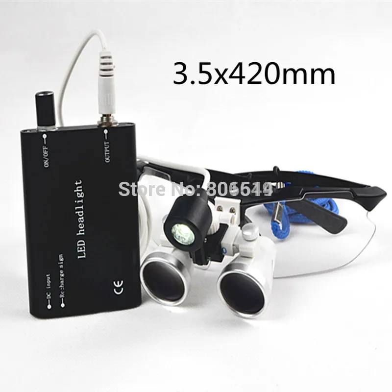 

Sale!! Black Dental Equipment Surgical Medical Dental Loupes Dental glasses 3.5X 420mm +LED Head Light Lamp Dental Lab Brand New