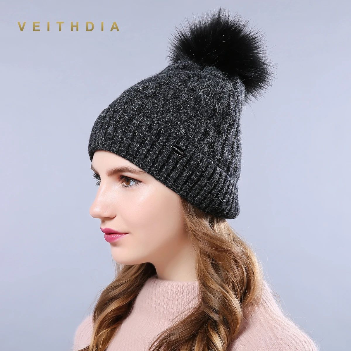 VEITHDIA высокое качество женские зимние шапки Модная вязаная шапка женская для