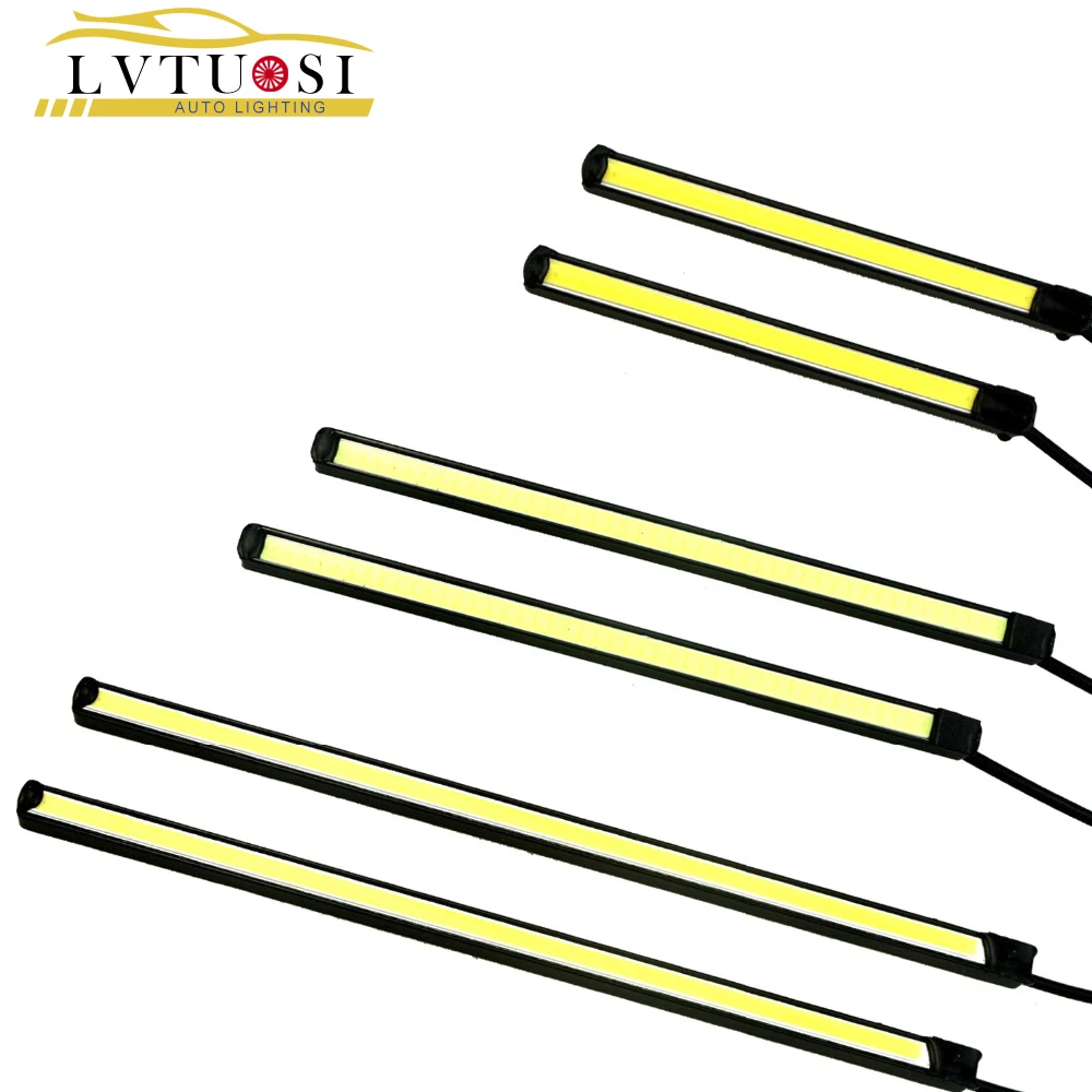 

LVTUSI 2pcs/lot Daytime Running Lights COB DRL White/Ice Blue DC 12V Lamp Ultra Slim LED DRL Strip Car Styling 15/20 CJ