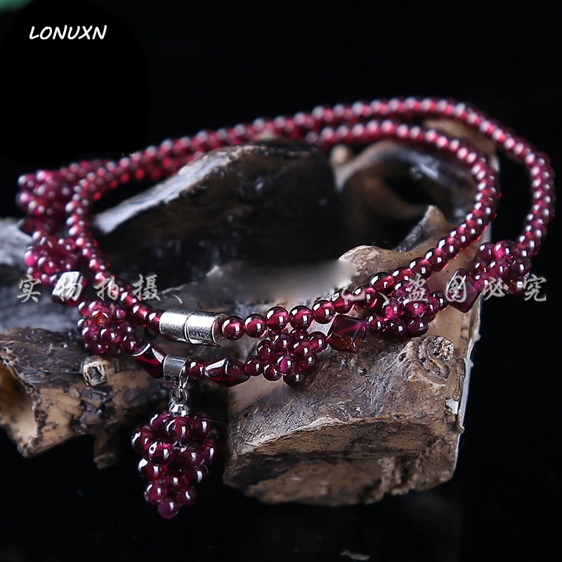 Цепочка с подвеской из натуральных полудрагоценных камней 5 а|garnet necklace|women jewelrygirl