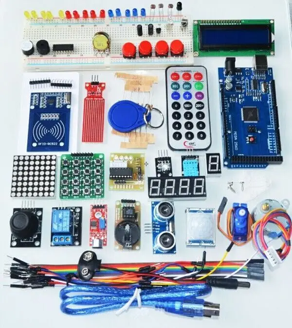 Скидка Бесплатная доставка МЕГА 2560 r3 стартовый набор мотор сервопривод RFID ультразвуковой диапазон реле font b LCD b font для arduino