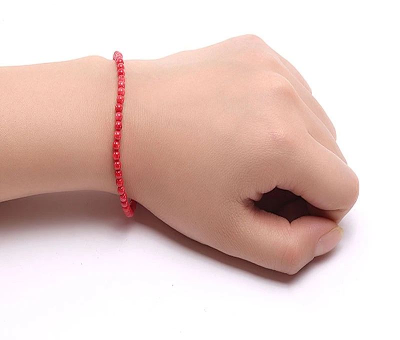 

Coral Bracelet 4mm Red Coral Beads Bracelet 7.5